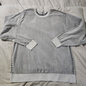 IRO Sweatshirt Womens L Bleached Gray Studded Velour Microfiber Crew Neck
